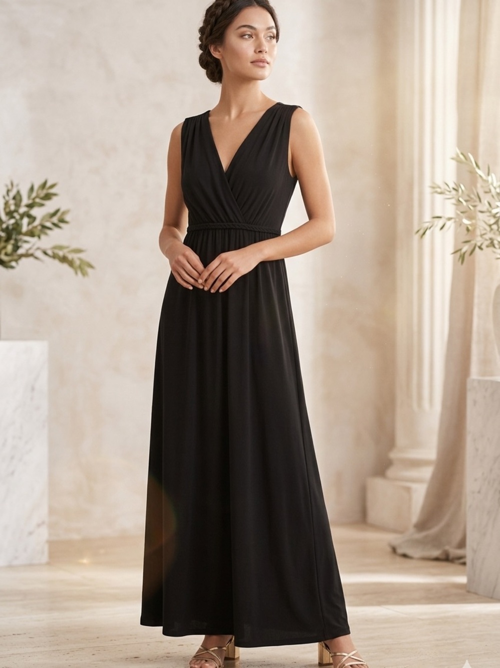 Philosophy Black Ethereal Sleeveless V-Neck Maxi Dress